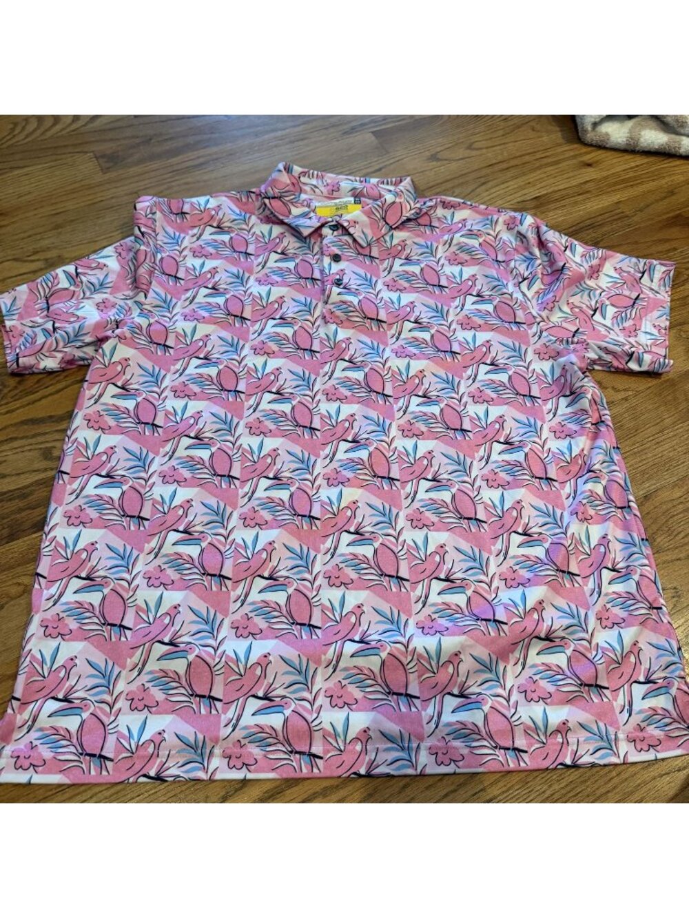 Jack Nicklaus Mens XL Pink Pelican Bird Shirt Golf Polo Dri Fit
